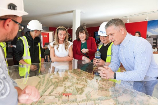 Visitors viewing the Oxford North site model